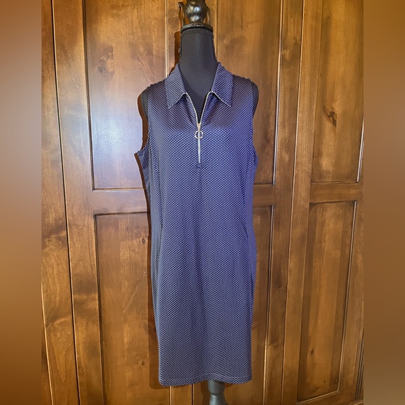 Jofit NWT Navy Polka-dot Utility Dress with Coordinating Pull-on Shorts, Size XL - Picture 2 of 10